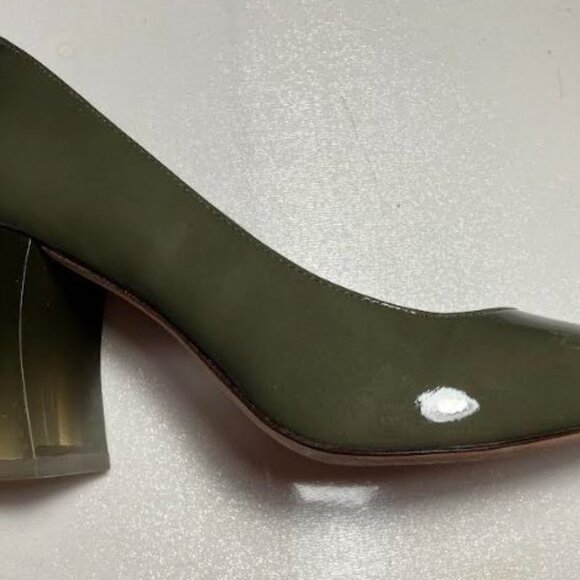 Tory Burch Banana Heel Shoes in Moss with Glassy Block Heels, Square Toes  7 EUC - Picture 4 of 12